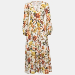 Zimmermann White Floral Printed Silk Maxi Dress S