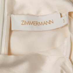 Pre Owned Zimmermann Cream Silk Draped Tie-Neck Blouse L