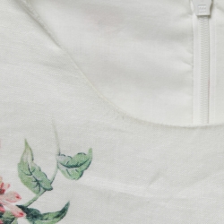 Pre Owned Zimmermann White Floral Printed Linen Long Sleeve Midi Dress M