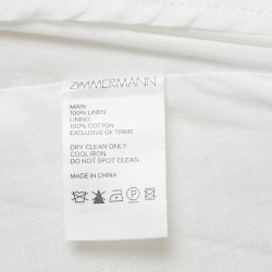 Pre Owned Zimmermann White Floral Printed Linen Long Sleeve Midi Dress M