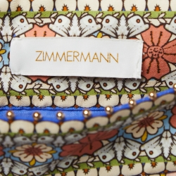 Pre Owned Zimmermann Blue Floral Printed Cotton Belted Mini Skirt S