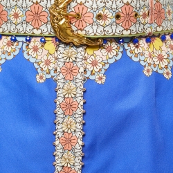 Pre Owned Zimmermann Blue Floral Printed Cotton Belted Mini Skirt S