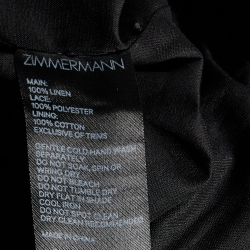 Pre Owned Zimmermann Black Linen & Lace Detail Mini Dress S