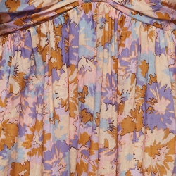 Pre Owned Zimmermann Multicolor Floral Print Cotton Ruched Sleeve Midi Dress M
