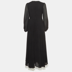 Pre Owned Zimmermann Black Crepe Pleated Maxi Dress M