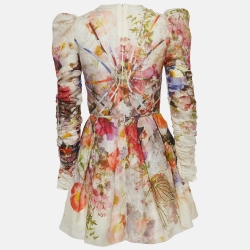 مملوكة مسبقًا Zimmermann Multicolor Floral Print Linen-Blend Mini Dress S
