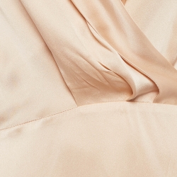 Pre Owned  Zimmermann Beige Silk Satin Blouson Sleeve Asymmetric Midi Wrap Dress M