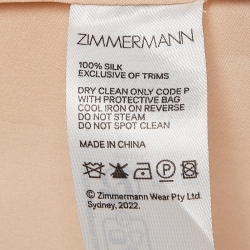 Pre Owned  Zimmermann Beige Silk Satin Blouson Sleeve Asymmetric Midi Wrap Dress M