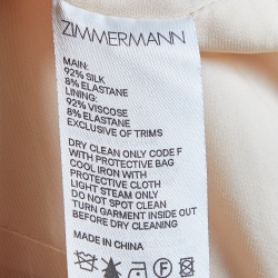 Pre Owned Zimmermann Beige Stretch Silk Ruched Long Sleeve Blouse S