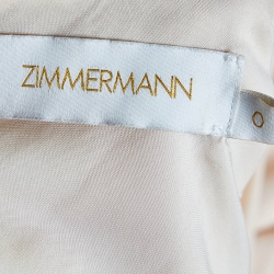 Pre Owned Zimmermann Beige Stretch Silk Ruched Long Sleeve Blouse S