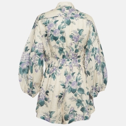 Pre Owned Zimmermann Multicolor Floral Print Linen Playsuit L