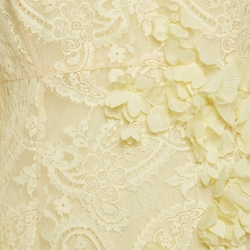 Pre Owned Zimmermann Yellow High Tide Applique Lace Midi Dress M