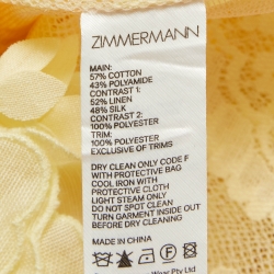 Pre Owned Zimmermann Yellow High Tide Applique Lace Midi Dress M
