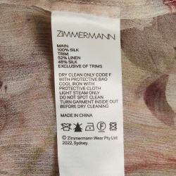 مملوكة مسبقًا Zimmermann Pink Floral Printed Chiffon Silk Flutter Midi Dress M