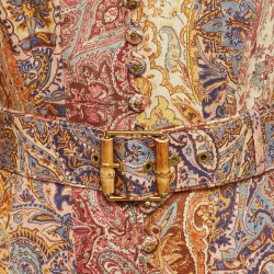 Pre Owned Zimmermann Multicolor Printed Linen Luminosity Belted Mini Dress M