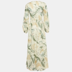 مملوكة مسبقًا Zimmermann Cream Printed Cotton Maxi Dress S