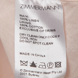 Pre Owned Zimmermann Pink Printed Linen Belted Mini Dress S