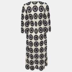 مملوكة مسبقًا Zimmermann Cream/Black Crochet Lace Ginger Midi Dress S