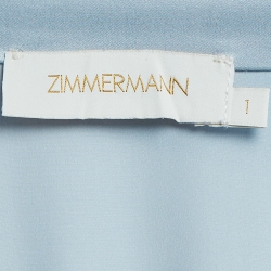 Pre Owned Zimmermann Blue Silk Satin Asymmetric Midi Wrap Dress M