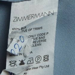 Pre Owned Zimmermann Blue Silk Satin Asymmetric Midi Wrap Dress M