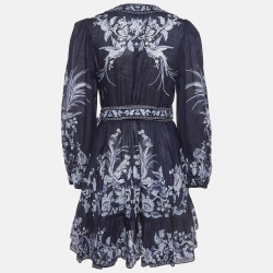 Zimmermann Blue Floral Print Cotton Aliane Wrap Mini Dress M Zimmermann |  TLC