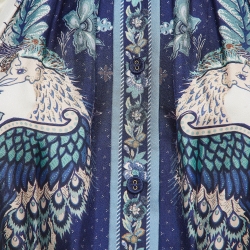 مملوكة مسبقًا Zimmermann White/Blue Glassy Floral Silk Belted Mini Dress M