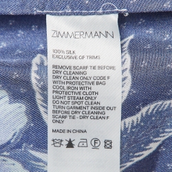 مملوكة مسبقًا Zimmermann White/Blue Glassy Floral Silk Belted Mini Dress M