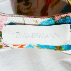 Pre Owned Zimmermann Multicolor Floral Print Linen Estelle Crop Top M
