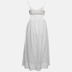 مملوكة مسبقًا Zimmermann White Linen Backless Midi Dress M
