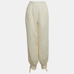 Zimmermann Cream Linen Slouchy Trousers M