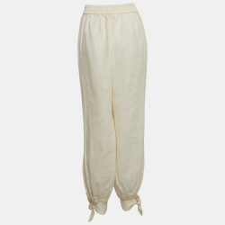 Zimmermann Cream Linen Slouchy Trousers M