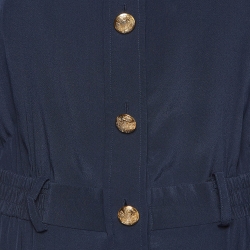 Pre Owned Zimmermann Navy Blue Silk Buttoned Front Jumpsuit M