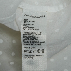 Pre Owned Zimmermann White Dot Print Cotton Lace Trim Buttoned Front Top M