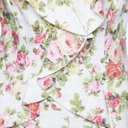 Pre Owned Zimmermann White Watermelon Floral Print Linen Flutter Dress L
