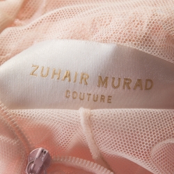 Pre Owned Zuhair Murad Couture Pink Embellished Tulle Sleeveless Cocktail Dress S