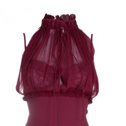 Pre Owned Zuhair Murad Red Silk Halterneck Evening Gown M