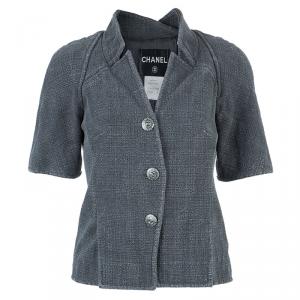 Pre Owned Chanel Grey Short Sleeve Jacket S