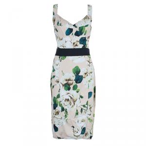 Pre Owned Dolce and Gabbana Floral Print Fitted Dress L