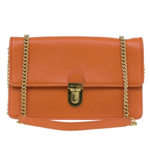 Pre Owned Marc Jacobs Orange Push Lock Flap Crossbody