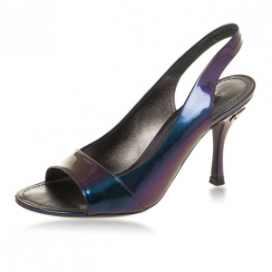 Pre Owned Louis Vuitton Purple Patent Slingback Sandals Size 36.5