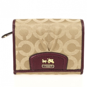 Pre Owned Coach Madison Op Art Sateen Small Wallet