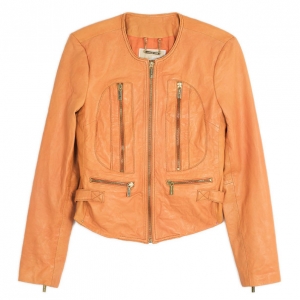 Pre Owned MICHAEL Michael Kors Orange Leather Jacket M