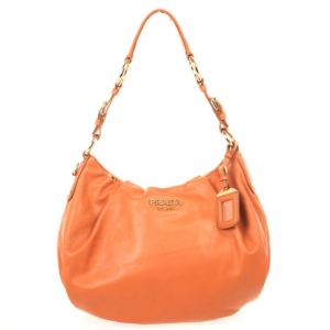 Pre Owned Prada Orange Large Soft Calf Hobo