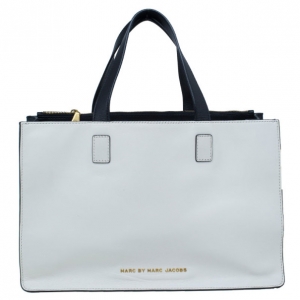 Pre Owned Marc by Marc Jacobs White and Black Leather Tote