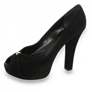 Pre Owned Louis Vuitton Black Suede Kimono Open Toe Platform Pumps Size 36.5