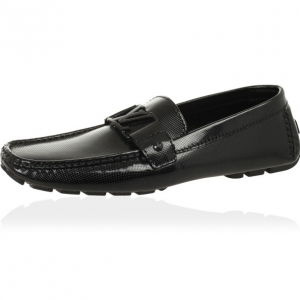 Pre Owned Louis Vuitton Black Patent Monte Carlo Loafers Size 43
