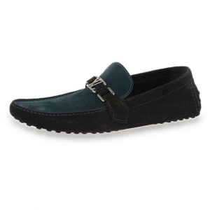 Pre Owned Louis Vuitton Two Tone Suede Hockenheim Loafers Size 43