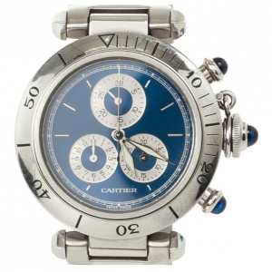 Pre Owned Cartier Pasha SS Chronograph Womens Wristwatch 35 MM