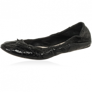 Pre Owned Christian Dior Black Patent Cannage Bow Ballet Flats Size 41