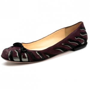 Pre Owned Prada Purple Suede Bow Ballet Flats Size 38